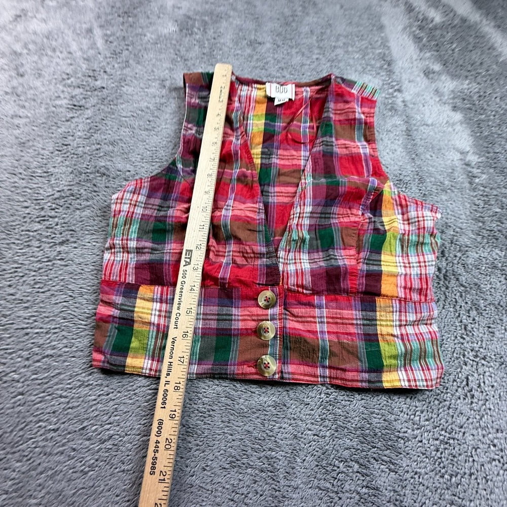 BDG Urban Outfitters Womens M Plaid Sleeveless Button Up Vest Top Thin Cotton - Picture 6 of 6